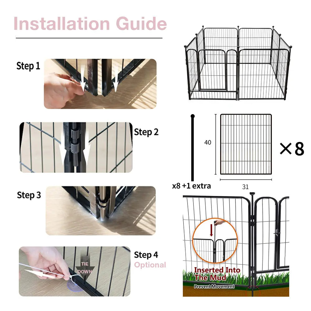 8 Panel Pet Playpen 40" FluffyPaw