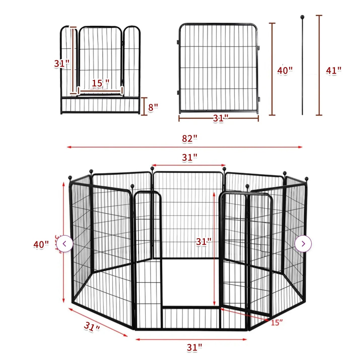 8 Panel Pet Playpen 40" FluffyPaw
