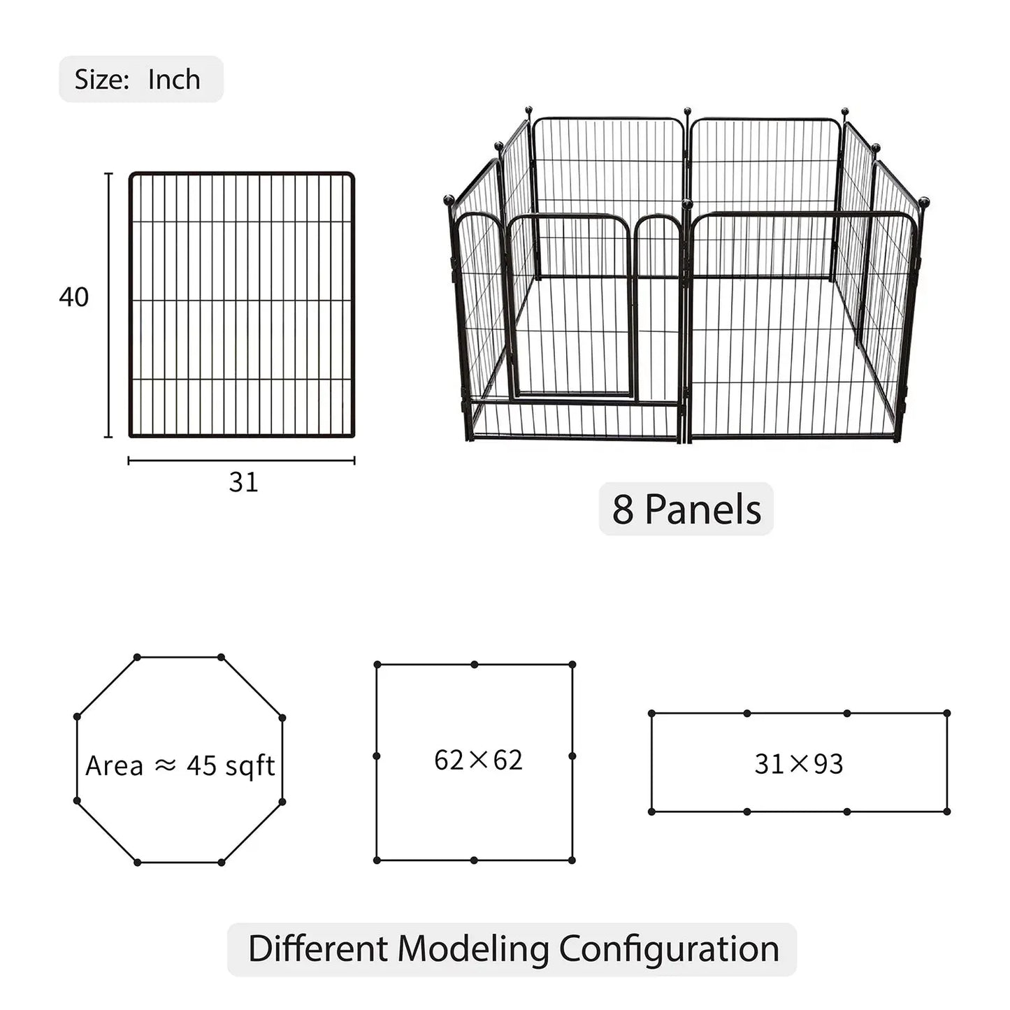 8 Panel Pet Playpen 40" FluffyPaw