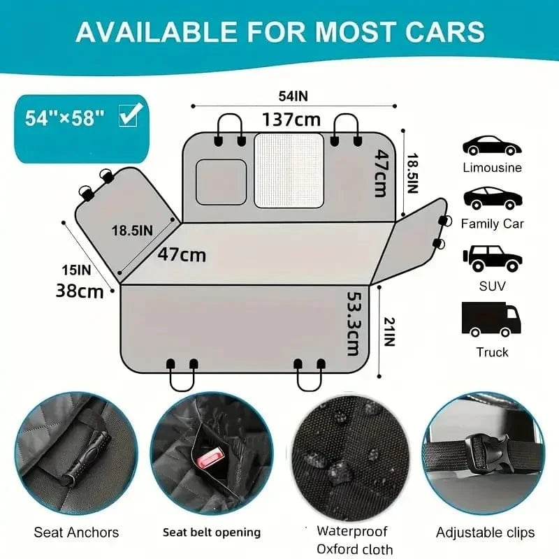 FluffyPaw 100% Waterproof Dog Car Seat Cover – Scratch Proof & Nonslip