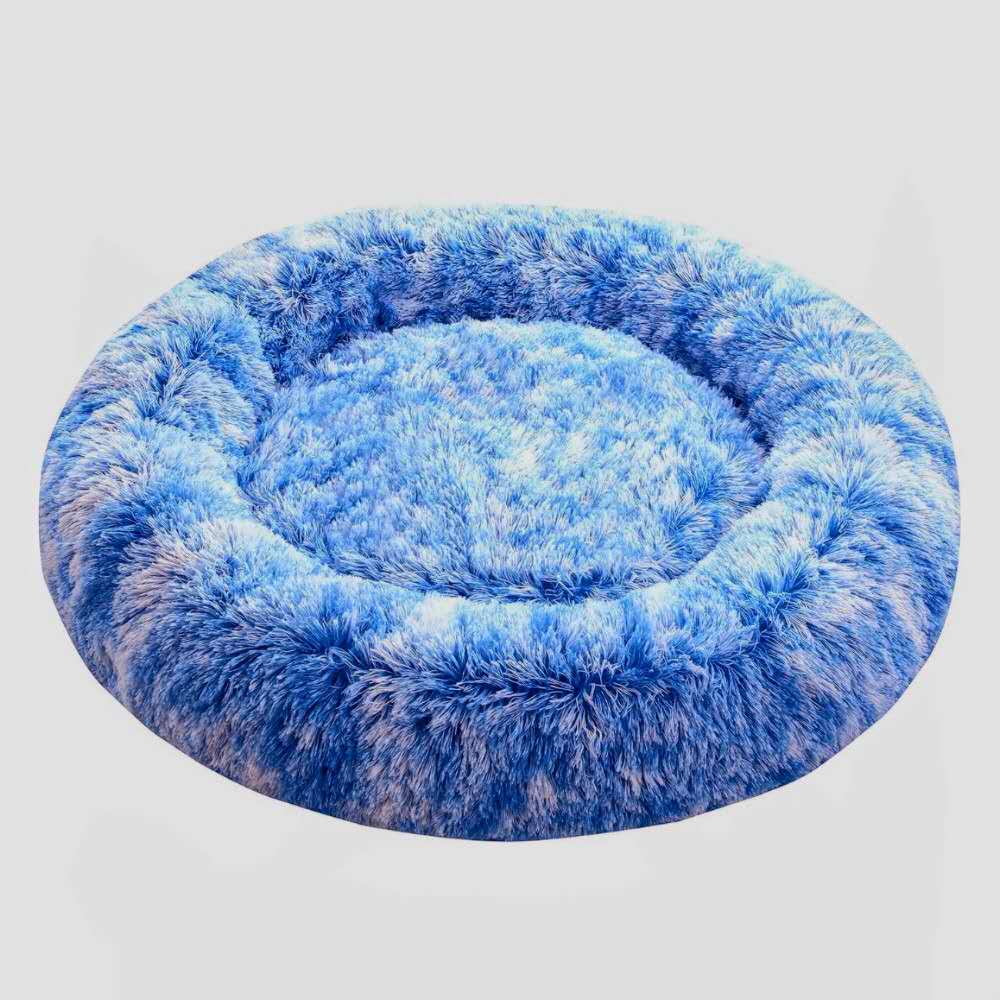FluffyPaw 40" Tie-Dye Blue Donut Dog Bed – Soft, Calming, Cozy Pet Bed | FluffyPaw