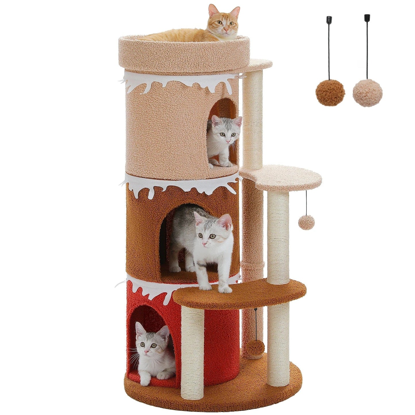 FluffyPaw Cat Tree Cat Condos for Large Cats, Cat Tower House with Large Top Perch and Sisal Covered Scratching Posts for Indoor Cats Gift Amt0280Cc (200002984)