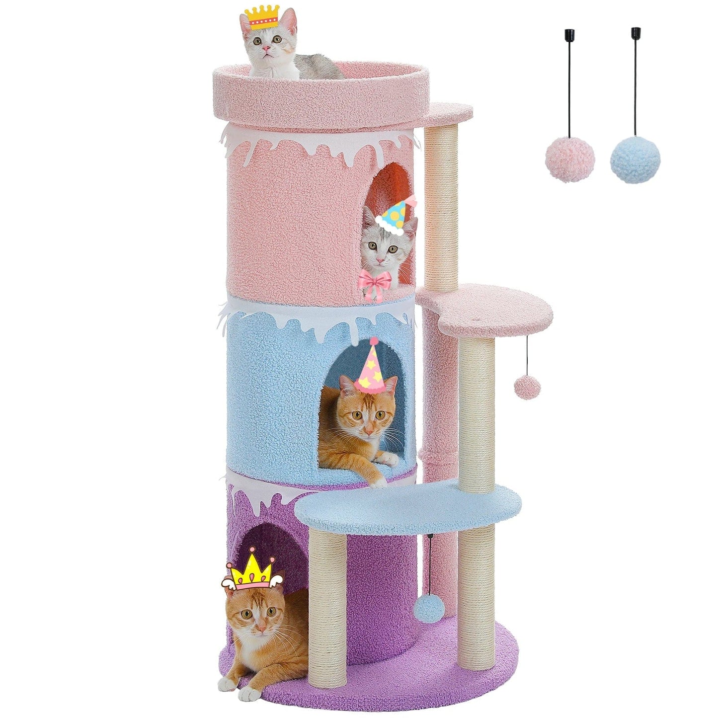 FluffyPaw Cat Tree Cat Condos for Large Cats, Cat Tower House with Large Top Perch and Sisal Covered Scratching Posts for Indoor Cats Gift Amt0280Vc (1052)