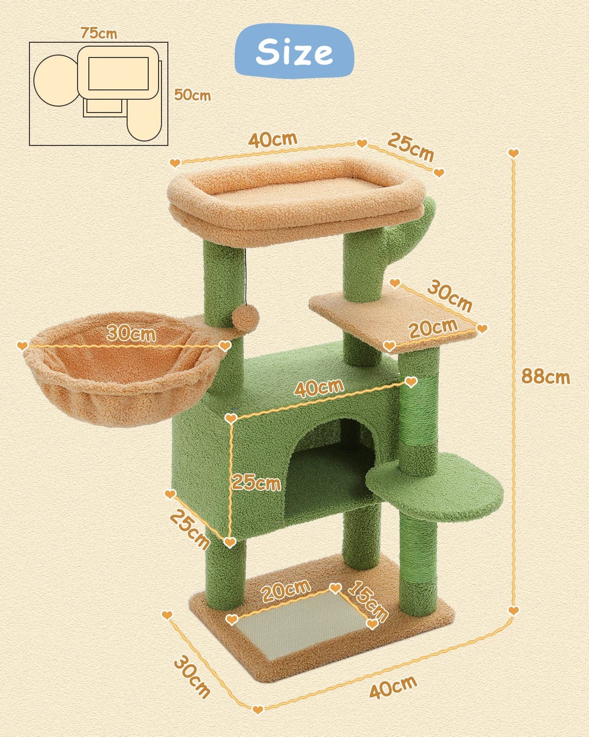 FluffyPaw Cat Tree for Large Cats Cat Tower for Indoor Cats with Large Hammock Cat Condo House and Scratching Post Cat Activity Tree Amt0248Gn