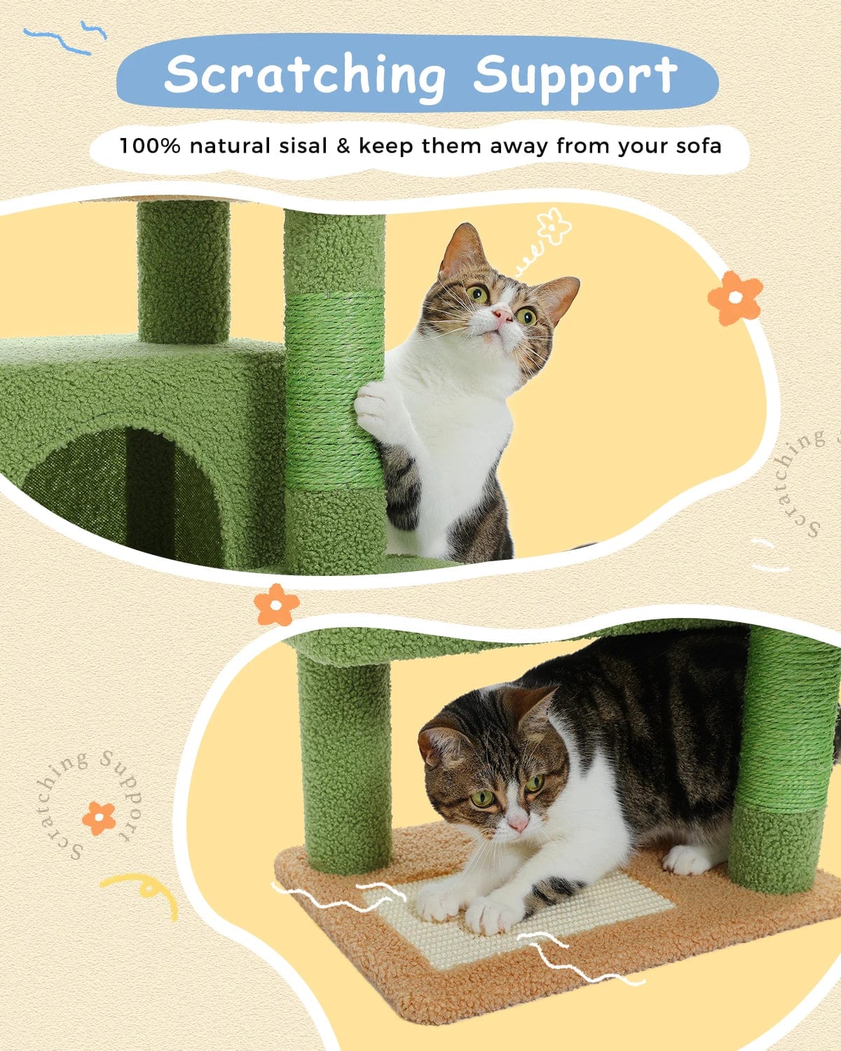 FluffyPaw Cat Tree for Large Cats Cat Tower for Indoor Cats with Large Hammock Cat Condo House and Scratching Post Cat Activity Tree Amt0248Gn