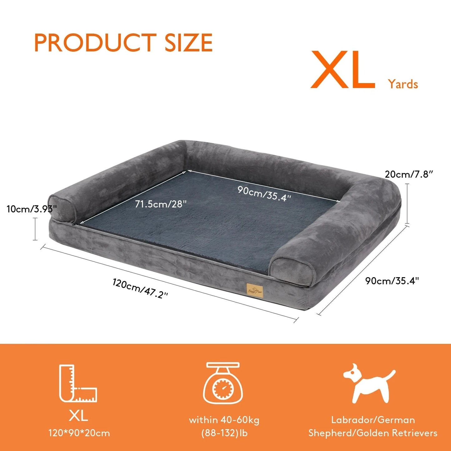 FluffyPaw Extra Large Orthopedic Dog Bed – Washable Foam Mattress Gray Extra Large