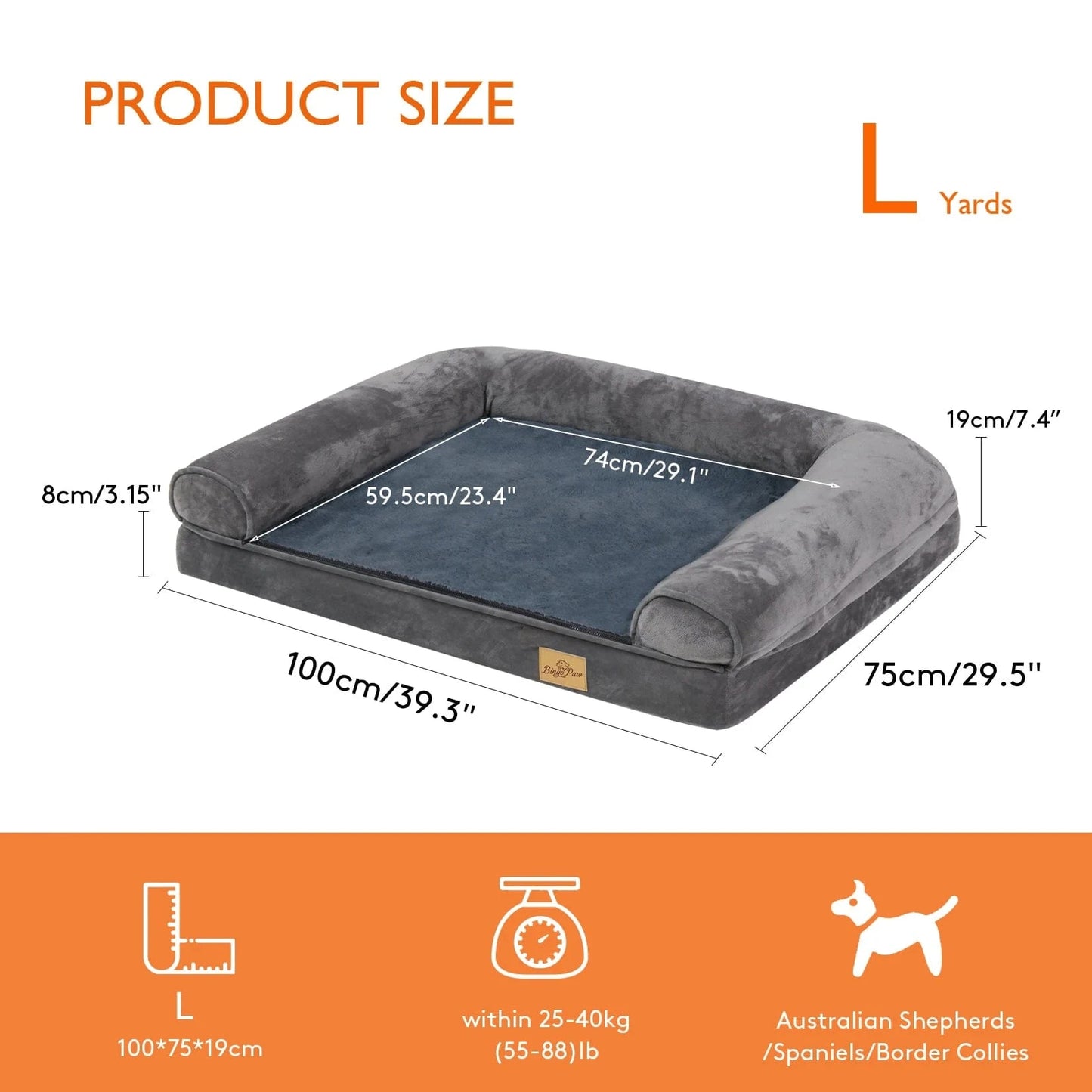 FluffyPaw Extra Large Orthopedic Dog Bed – Washable Foam Mattress Gray Large