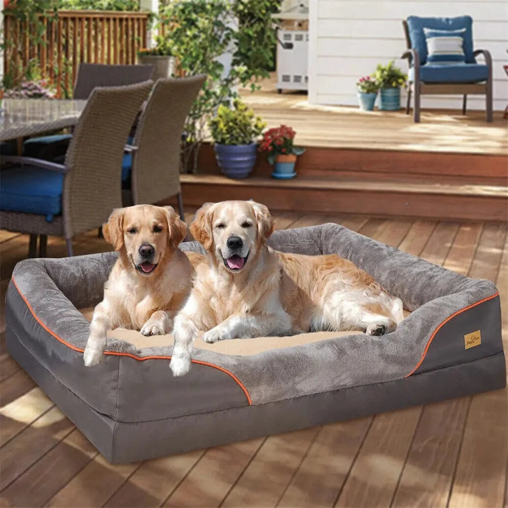 FluffyPaw Jumbo Orthopedic Memory Foam Dog Bed – Bolstered & Waterproof
