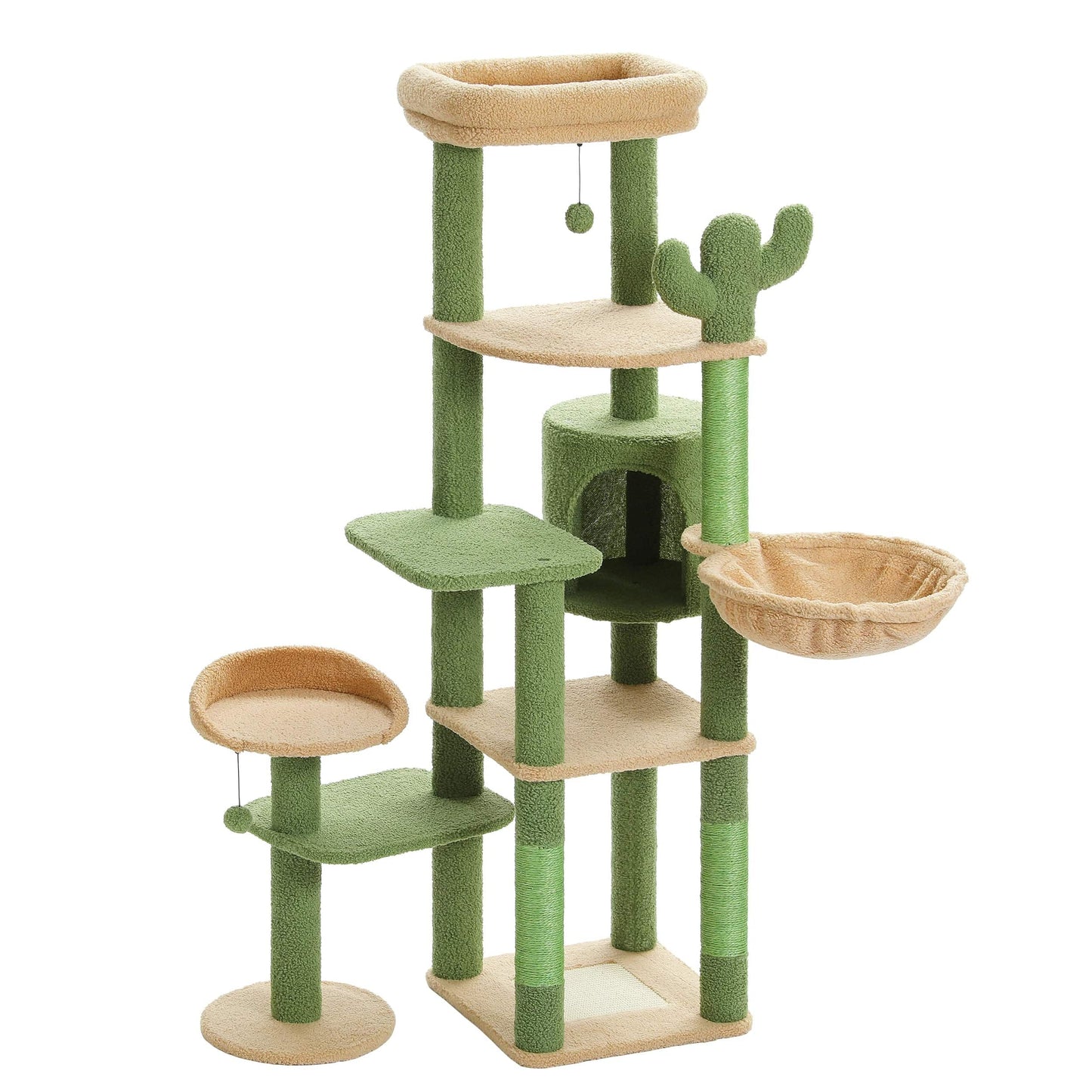 FluffyPaw Large Cat Tree for Indoor Large Cats Tall Cat Tower for Fat Cats with Super Big Hammock, Cat Climbing Trees with Scratching Post Amt0233Bn (175)