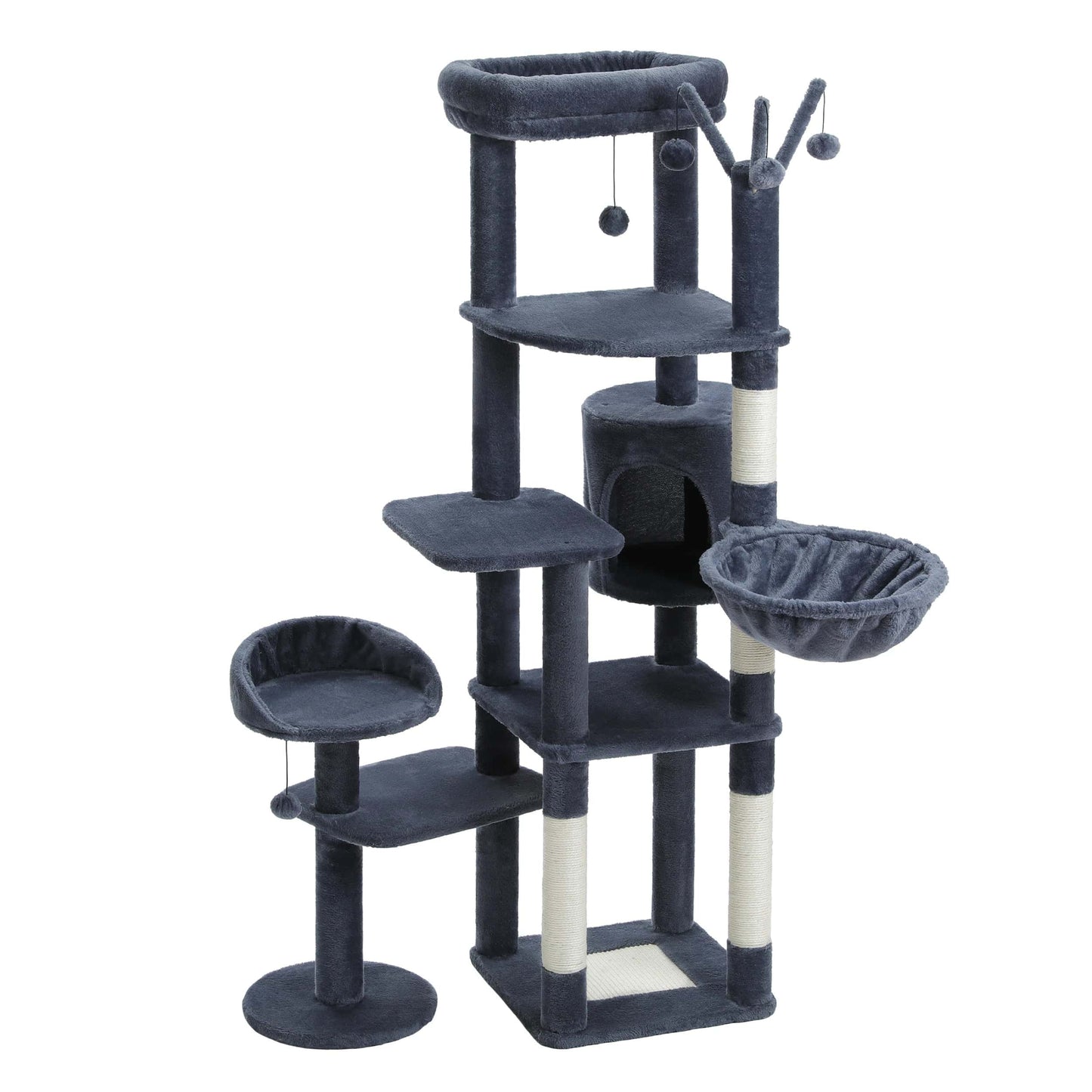 FluffyPaw Large Cat Tree for Indoor Large Cats Tall Cat Tower for Fat Cats with Super Big Hammock, Cat Climbing Trees with Scratching Post Amt0233Dgy (496)