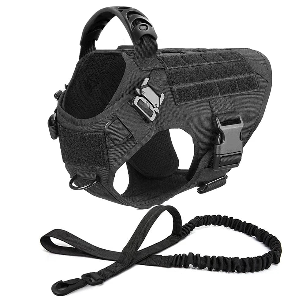FluffyPaw Large Dog Harness and Leash Set for Medium & Large Dogs Black 2 Pieces / S