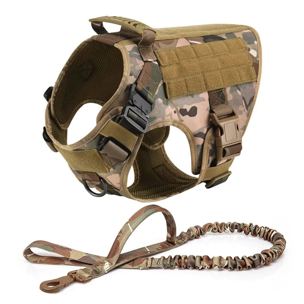 FluffyPaw Large Dog Harness and Leash Set for Medium & Large Dogs Camouflage 2 Pieces / S