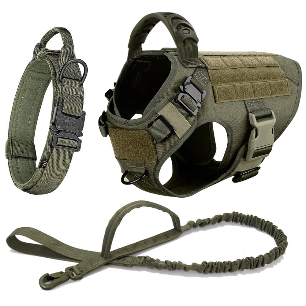 FluffyPaw Large Dog Harness and Leash Set for Medium & Large Dogs Green 3 Pieces / S