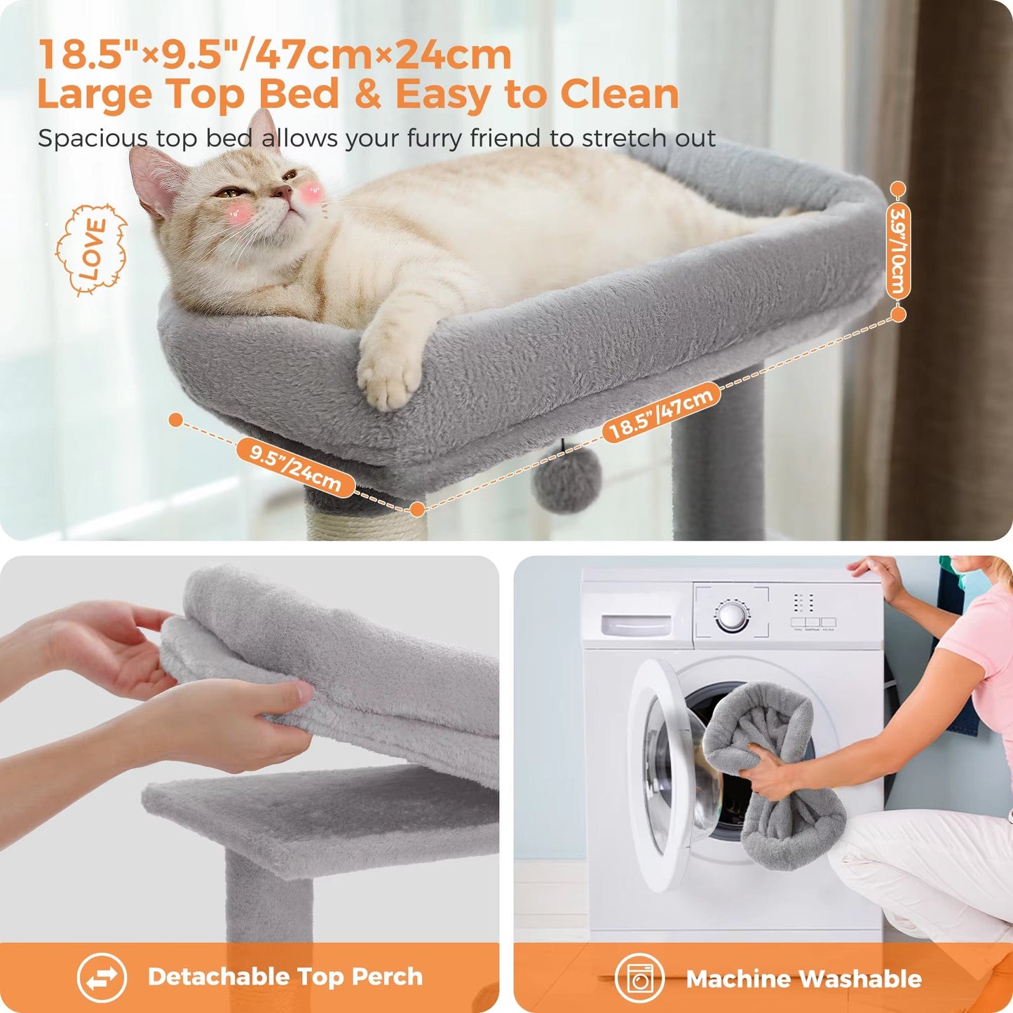 FluffyPaw Multi-Level Luxury Cat Tree Tower with Cat Condo Cozy Perches Pet Play House Scratching Post Stable Cat Tower with Hanging Ball