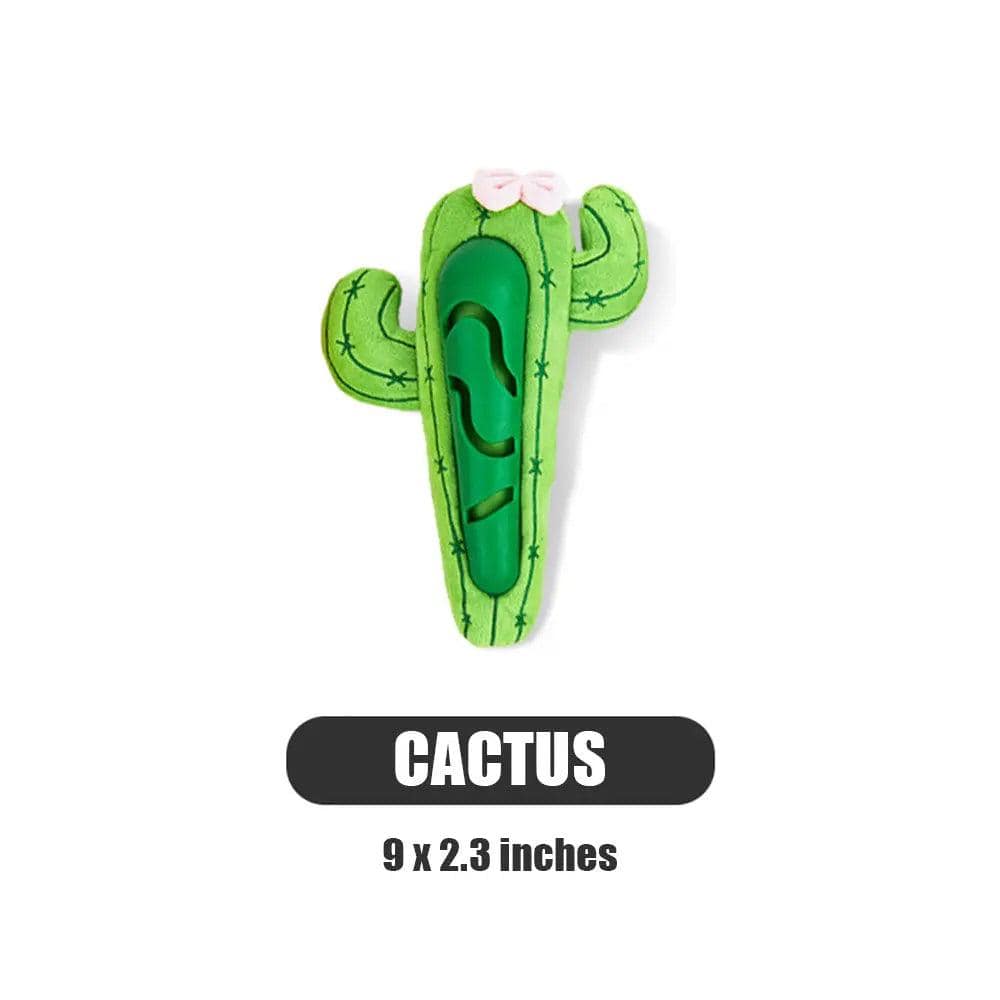 FluffyPaw Premium Dog Treat Dispenser Toy Cactus