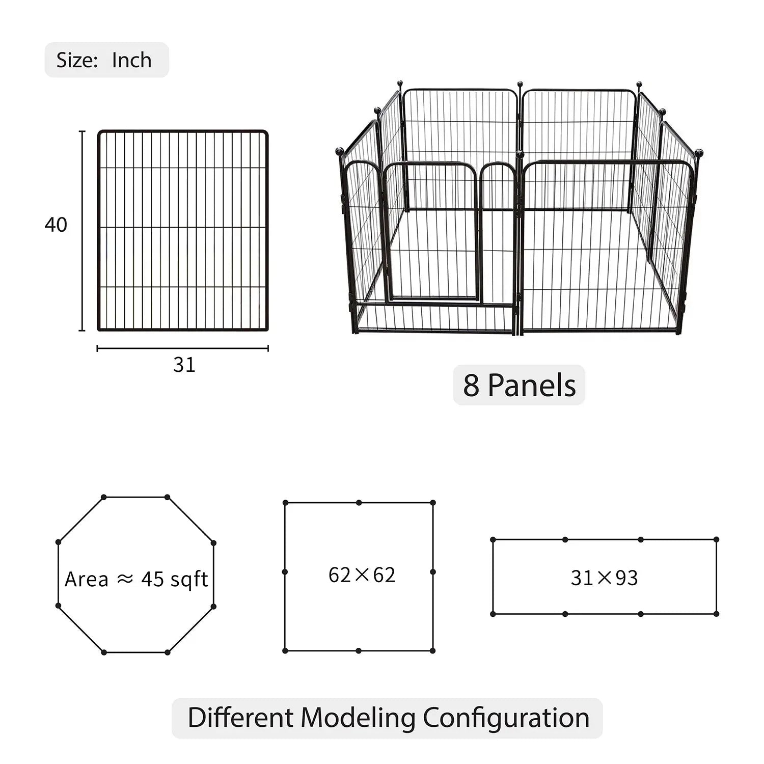 8 Panel Pet Playpen 40" FluffyPaw