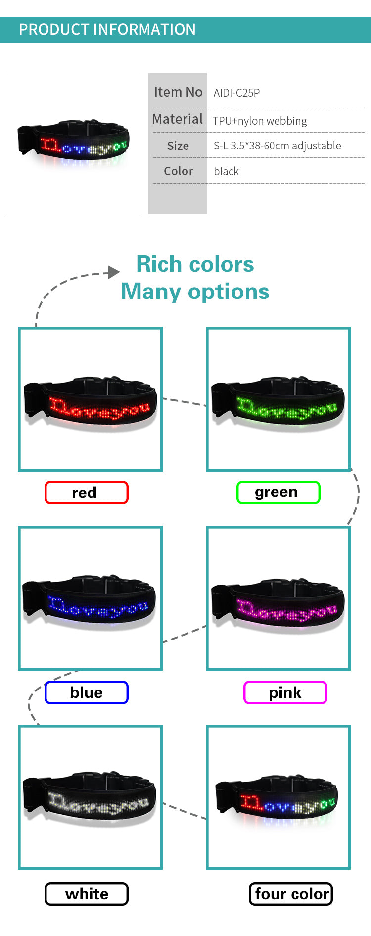 LED Dog Collar - Programable