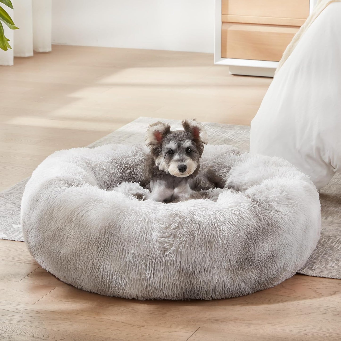 Fluffy Calming Donut Dog Bed