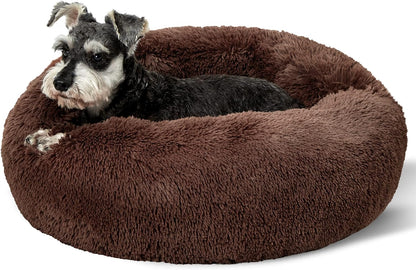 Fluffy Calming Donut Dog Bed