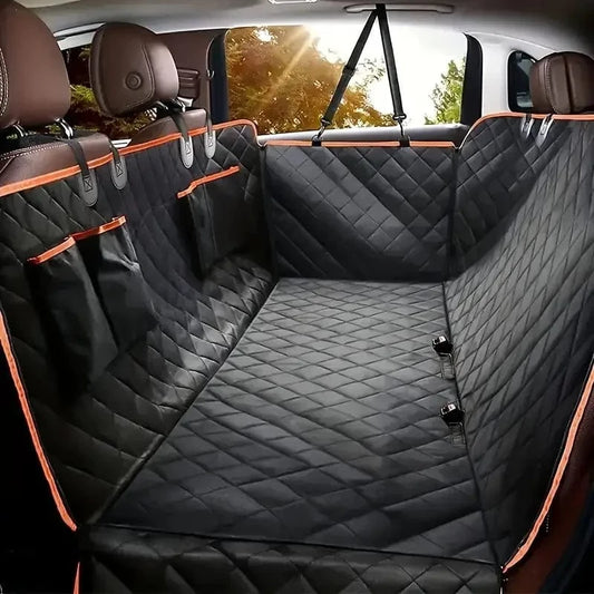 FluffyPaw 100% Waterproof Dog Car Seat Cover – Scratch Proof & Nonslip Orange Red