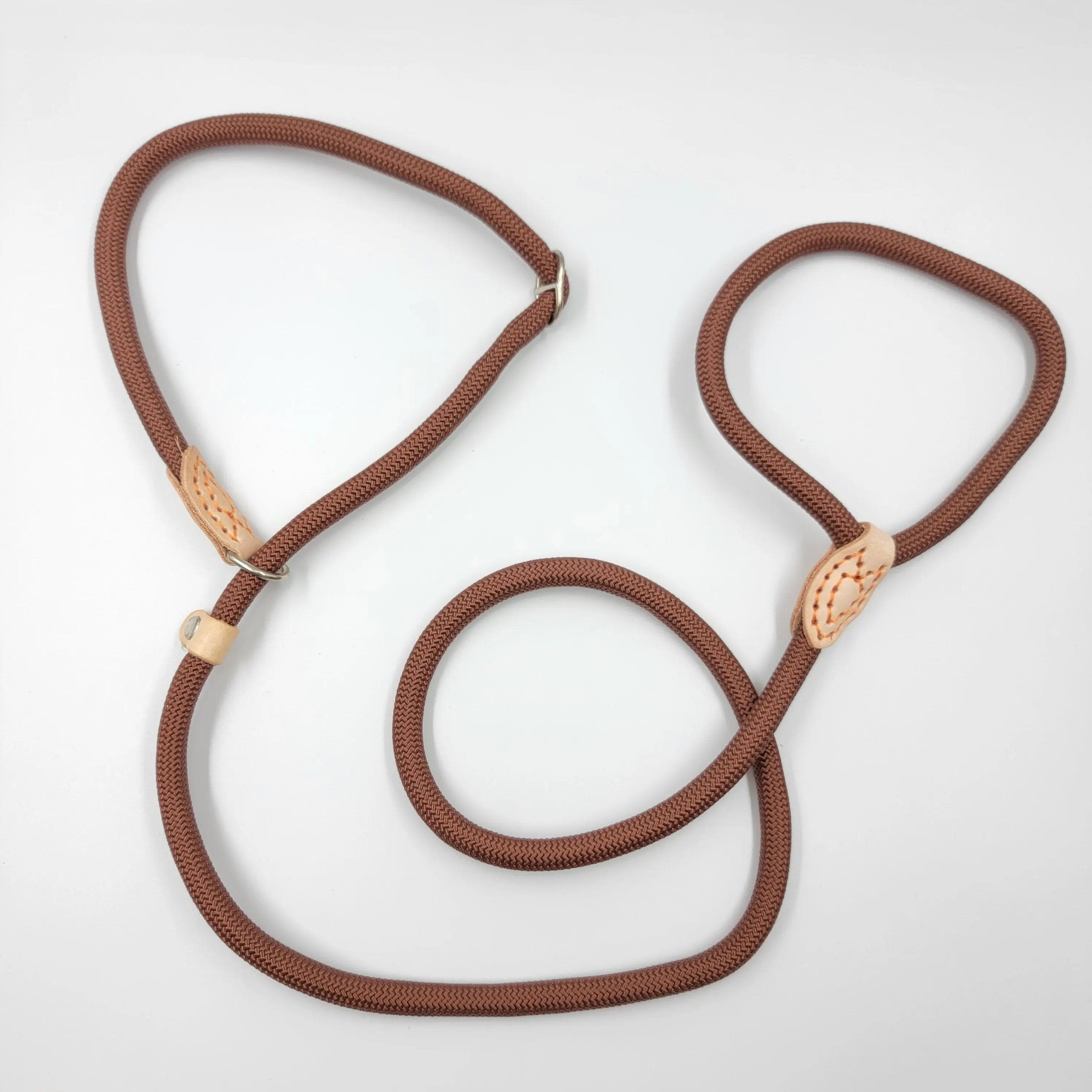 FluffyPaw 4 Ft. Quick Slide P-style Dog Leash Brown