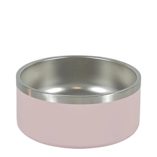 FluffyPaw 64oz Double Wall Insulated Stainless Steel Dog Food Bowl Pink