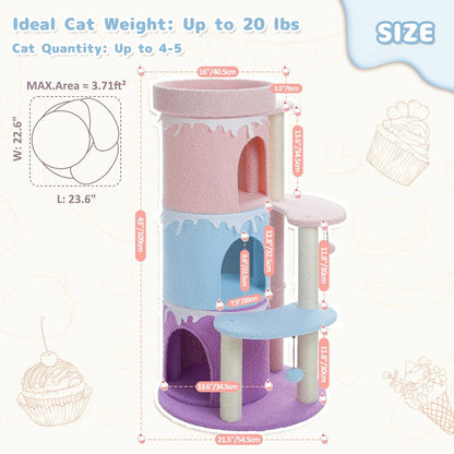 FluffyPaw Cat Tree Cat Condos for Large Cats, Cat Tower House with Large Top Perch and Sisal Covered Scratching Posts for Indoor Cats Gift