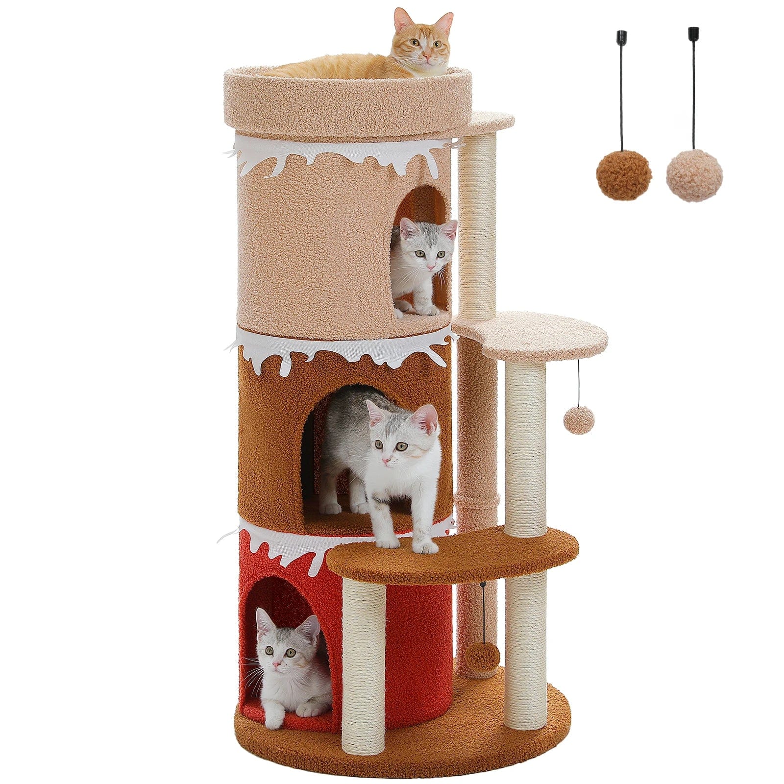 FluffyPaw Cat Tree Cat Condos for Large Cats, Cat Tower House with Large Top Perch and Sisal Covered Scratching Posts for Indoor Cats Gift Amt0280Cc (200002984)