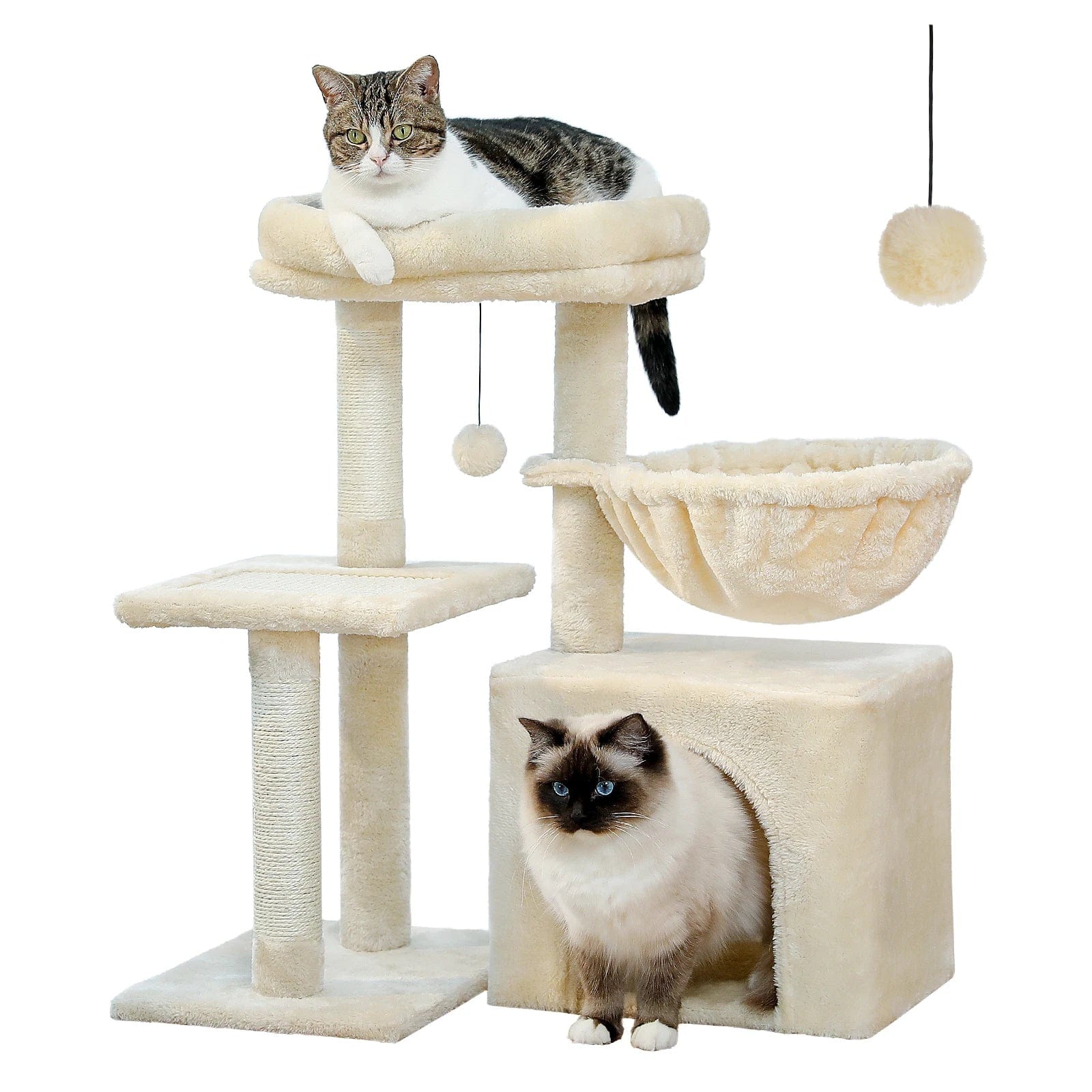 FluffyPaw Cat Tree Cat Tower for Indoor Cats 2 Styles Cat Activity Tree with Cat Scratching Posts Big Hammock and Removable Top Perch Grey Amt0208Bg (366)