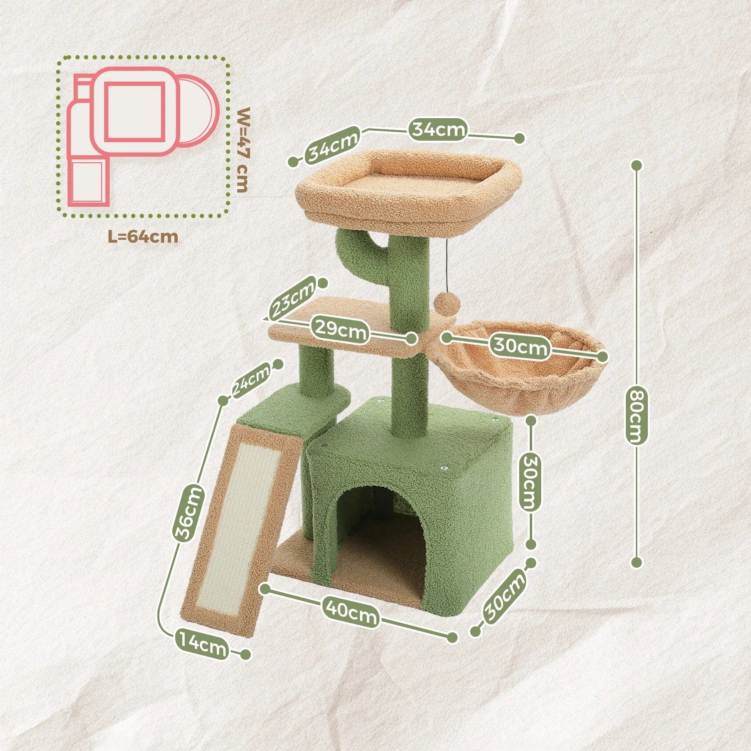 FluffyPaw Cat Tree Cat Tower for Indoor Cats 2 Styles Cat Activity Tree with Cat Scratching Posts Big Hammock and Removable Top Perch Grey Amt0247Gn (200006152)