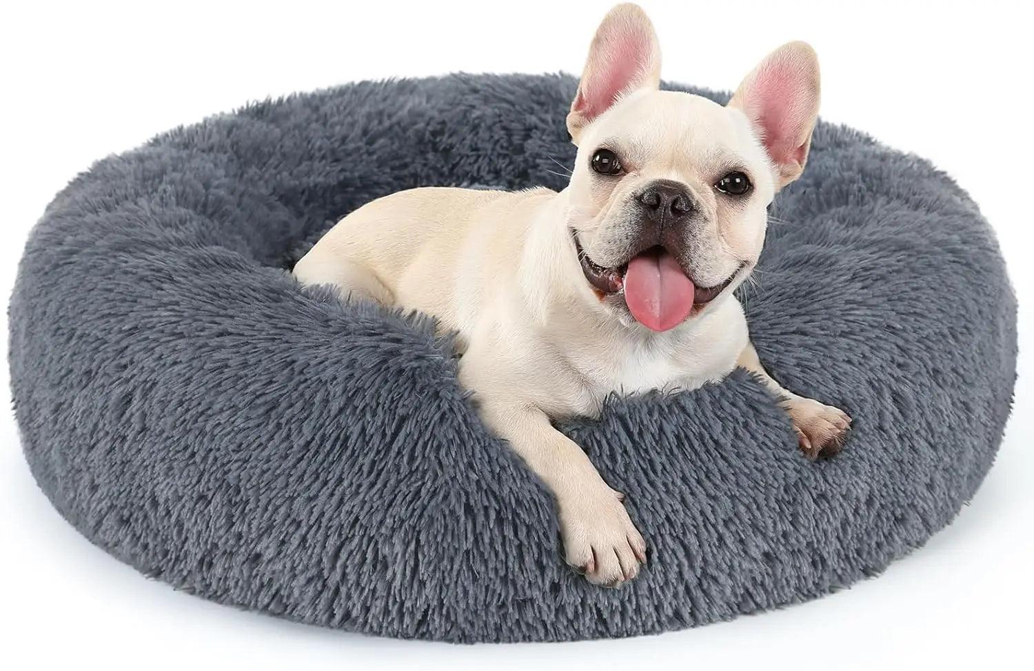 FluffyPaw Donut Dog Bed S / 15in Diameter / Dark Gray