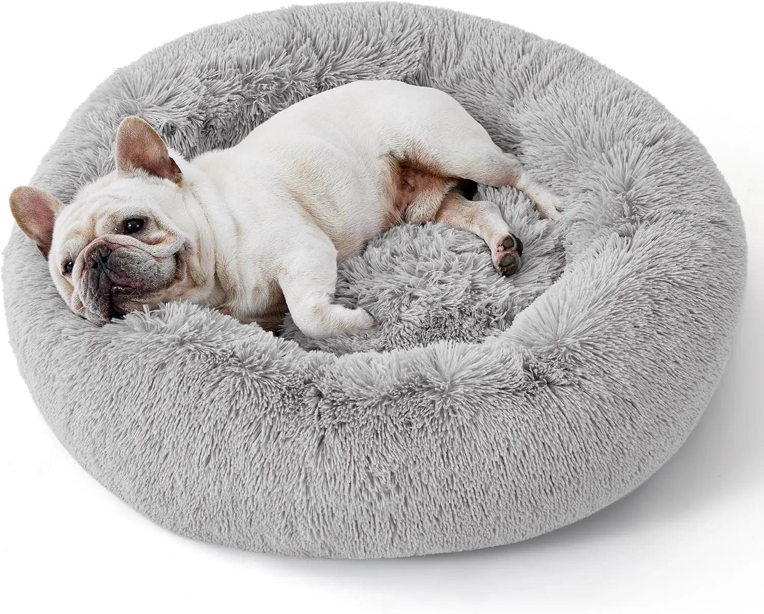 FluffyPaw Donut Dog Bed S / 15in Diameter / Light Gray