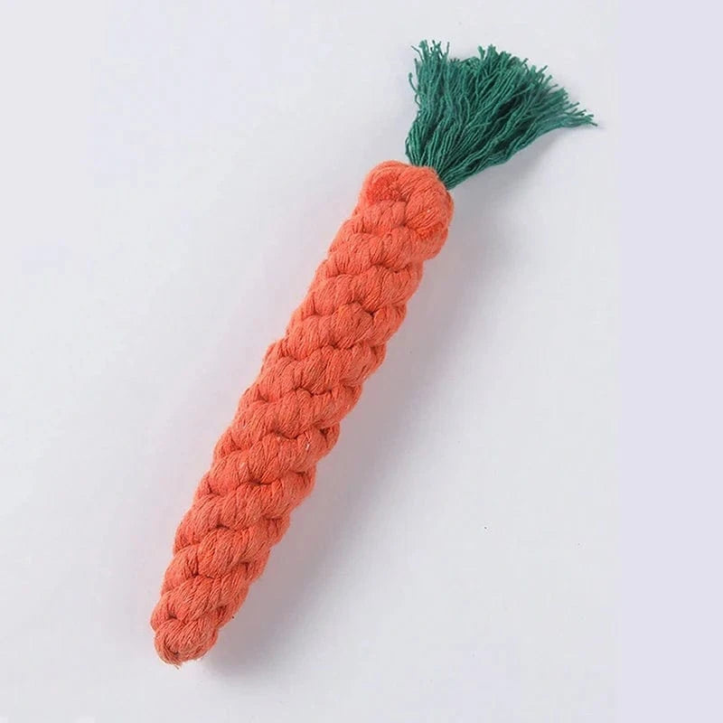 FluffyPaw Durable Cotton Rope Dog Toy – Hand-Woven for Small & Medium Dogs Carrot
