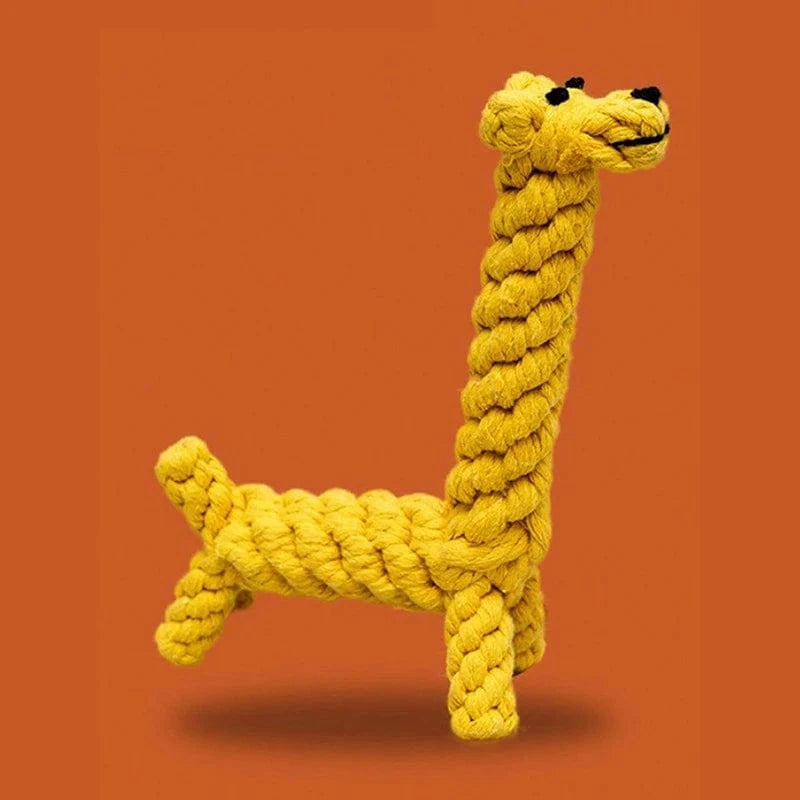 FluffyPaw Durable Cotton Rope Dog Toy – Hand-Woven for Small & Medium Dogs Giraffe