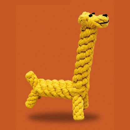 FluffyPaw Durable Cotton Rope Dog Toy – Hand-Woven for Small & Medium Dogs Giraffe