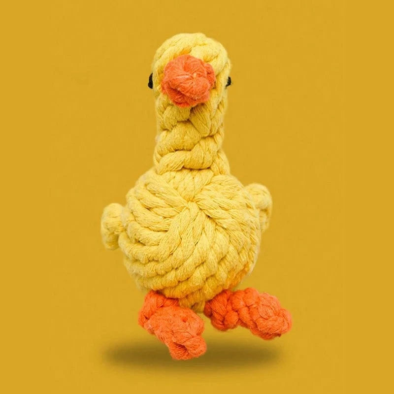 FluffyPaw Durable Cotton Rope Dog Toy – Hand-Woven for Small & Medium Dogs Little Duck