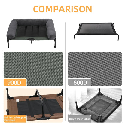 FluffyPaw Extra Large Elevated Dog Bed with Bolster – Cooling & Waterproof