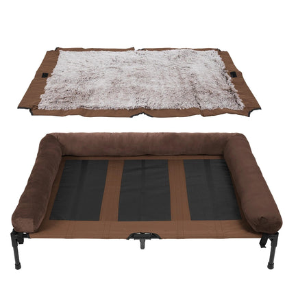FluffyPaw Extra Large Elevated Dog Bed with Bolster – Cooling & Waterproof