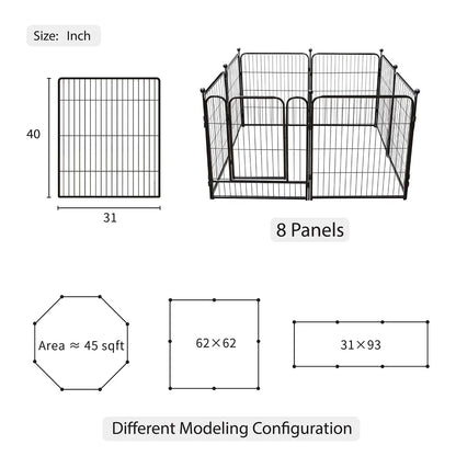 FluffyPaw Heavy Duty 8 Panel Dog Playpen 40"