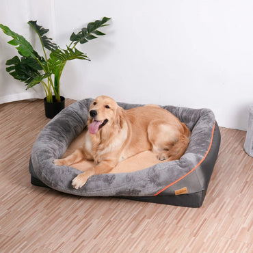 FluffyPaw Jumbo Orthopedic Memory Foam Dog Bed – Bolstered & Waterproof