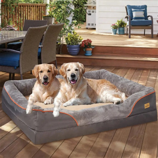 FluffyPaw Jumbo Orthopedic Memory Foam Dog Bed – Bolstered & Waterproof