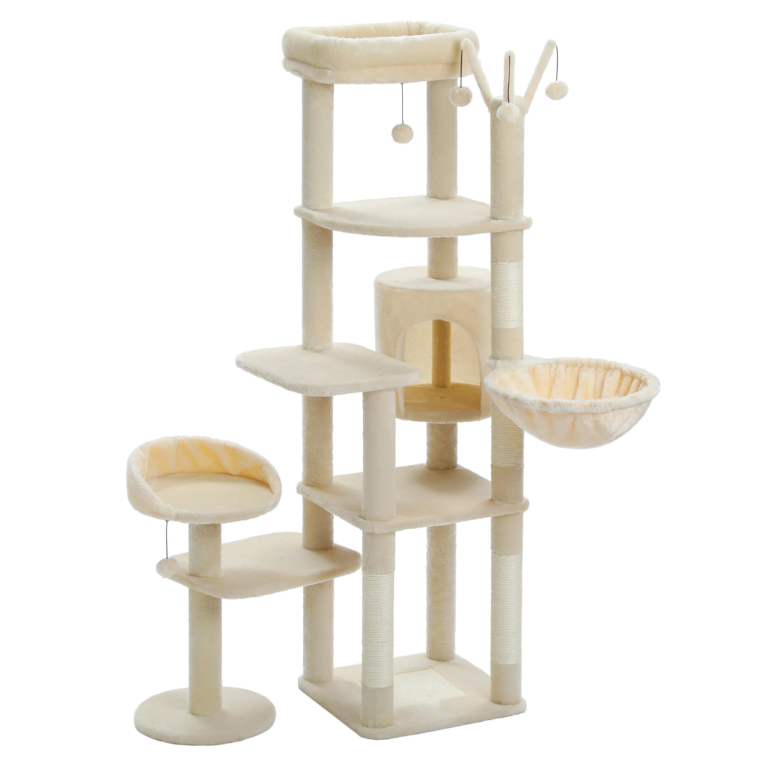 FluffyPaw Large Cat Tree for Indoor Large Cats Tall Cat Tower for Fat Cats with Super Big Hammock, Cat Climbing Trees with Scratching Post Amt0233Bg (350850)