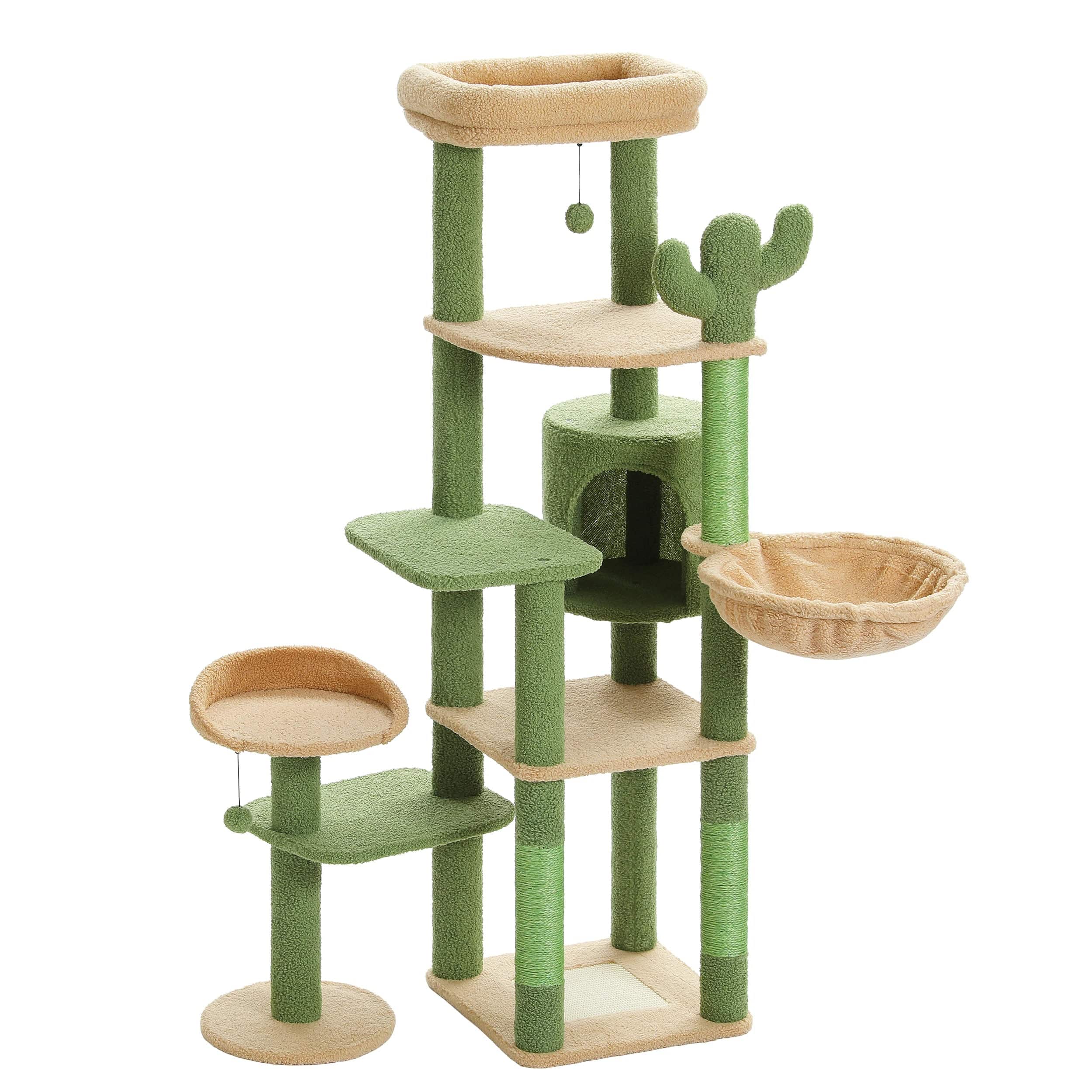 FluffyPaw Large Cat Tree for Indoor Large Cats Tall Cat Tower for Fat Cats with Super Big Hammock, Cat Climbing Trees with Scratching Post Amt0233Bn (175)