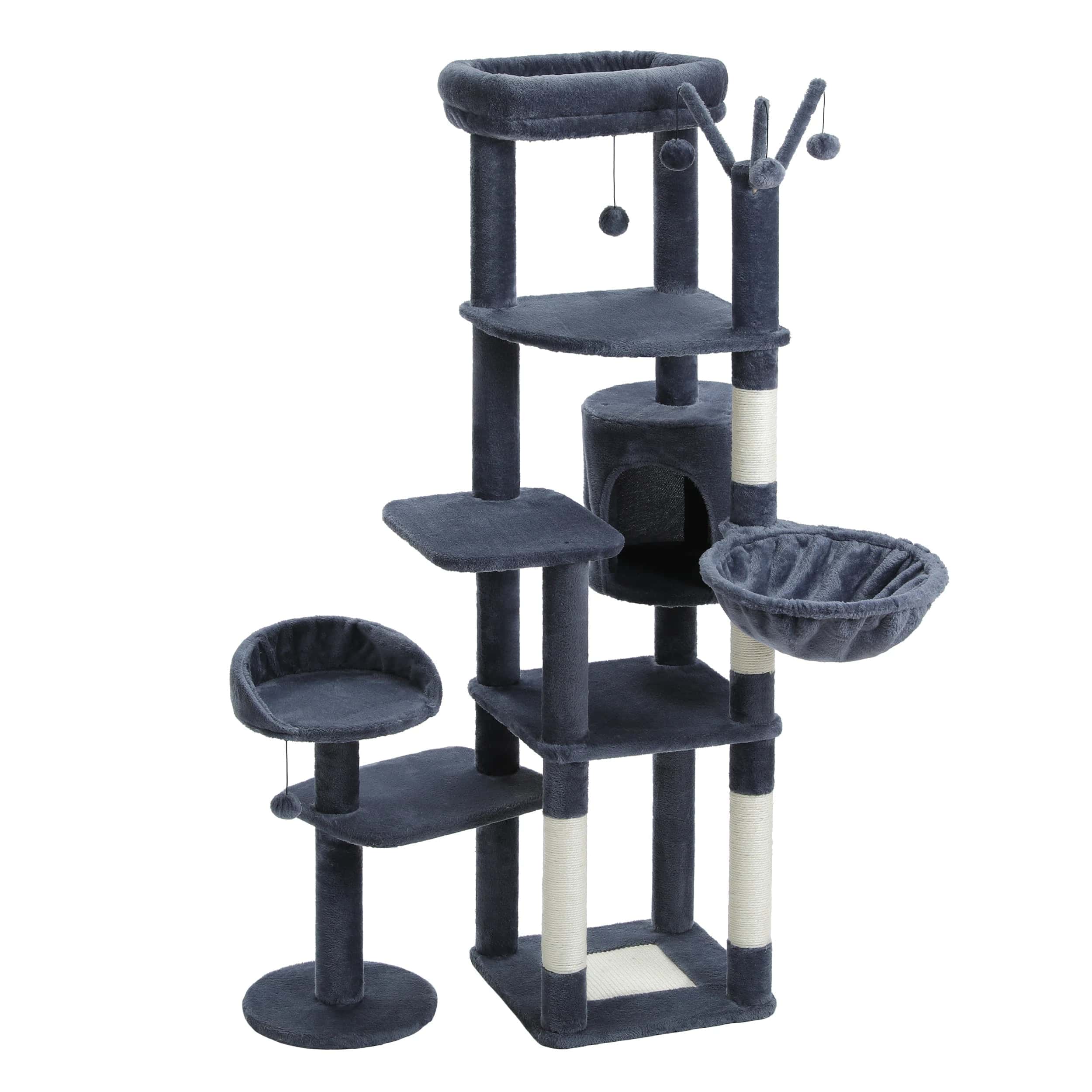 FluffyPaw Large Cat Tree for Indoor Large Cats Tall Cat Tower for Fat Cats with Super Big Hammock, Cat Climbing Trees with Scratching Post Amt0233Dgy (496)