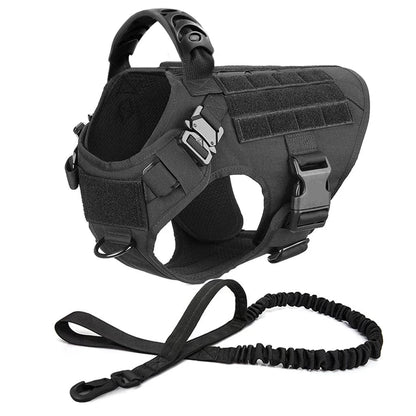 FluffyPaw Large Dog Harness and Leash Set for Medium & Large Dogs Black 2 Pieces / S