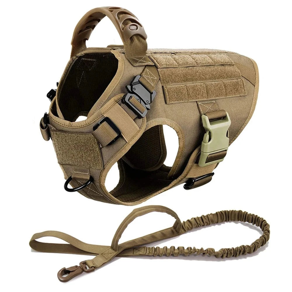 FluffyPaw Large Dog Harness and Leash Set for Medium & Large Dogs Brown 2 Pieces / S