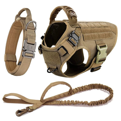 FluffyPaw Large Dog Harness and Leash Set for Medium & Large Dogs Brown 3 Pieces / S