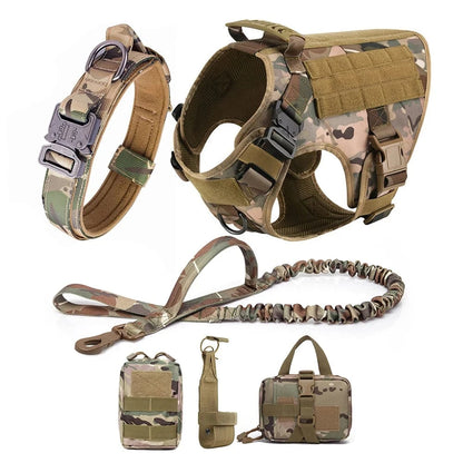 FluffyPaw Large Dog Harness and Leash Set for Medium & Large Dogs Camouflage 6 Pieces / S