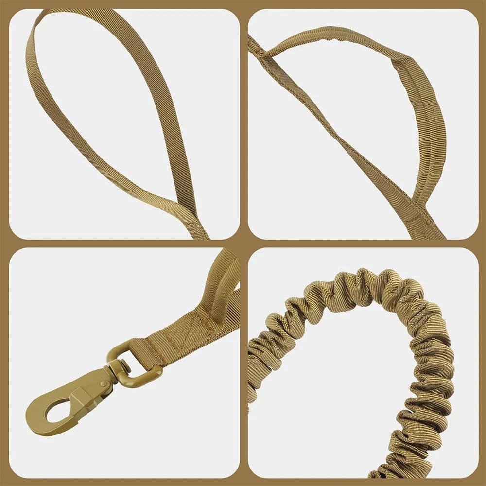 FluffyPaw Military Adjustable Dog Leash with Quick Release & 2 Handles
