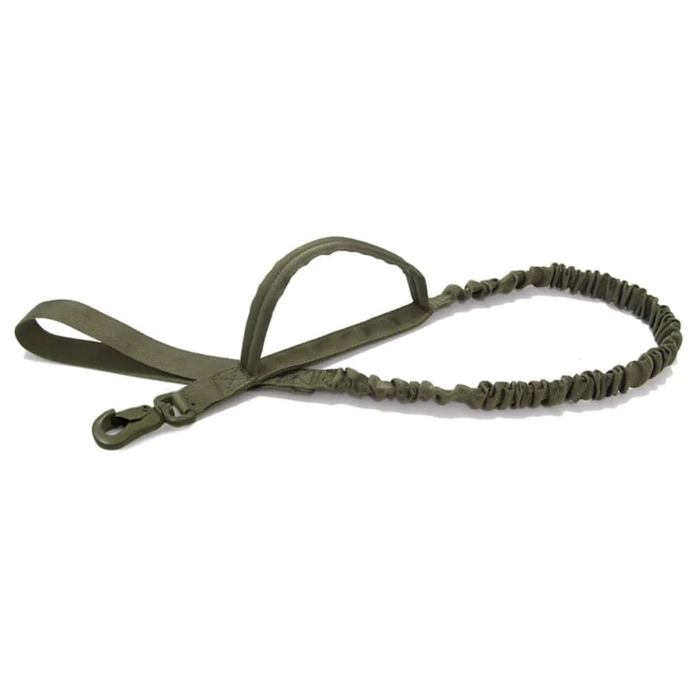 FluffyPaw Military Adjustable Dog Leash with Quick Release & 2 Handles Army Green